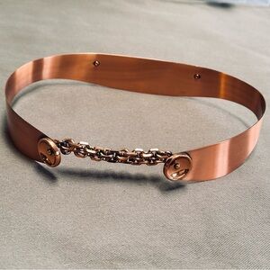Vintage 1950s Renoir Signed Modernist Copper Cinch Belt with Chain Closure